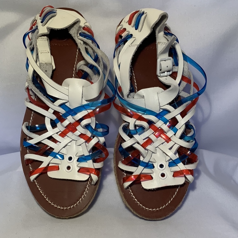 NWOT Tory Burch Huarache Espadrille red white and blue size 10